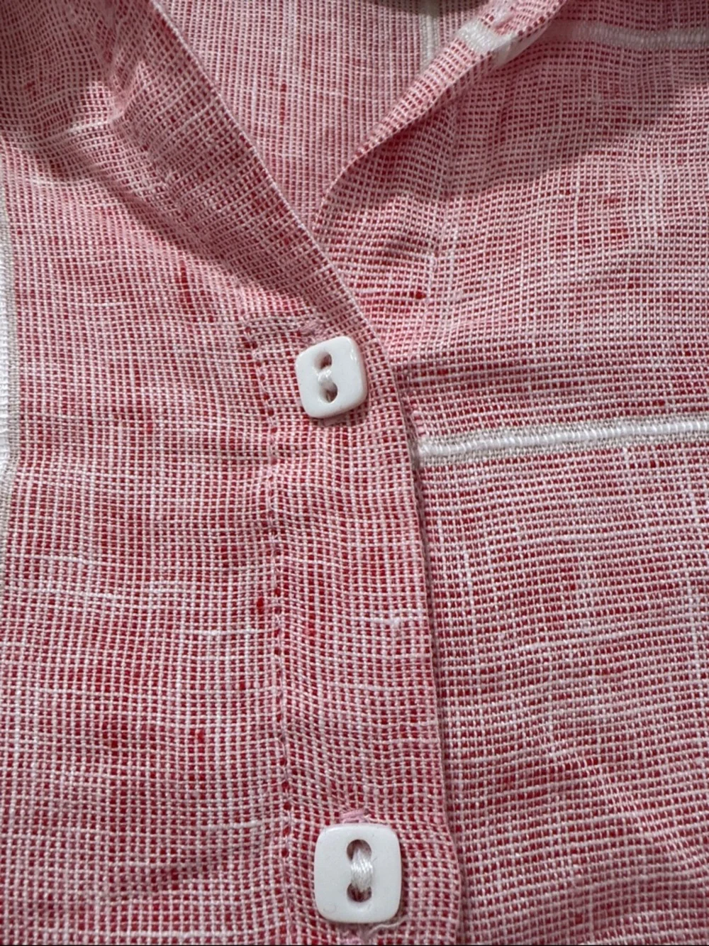 NWT Habitat Strawberry red & white striped linen button-down Shirt Sz Large - Picture 4 of 7